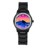 Outrun-vaporwave-hd-wallpaper-preview Stainless Steel Round Watch