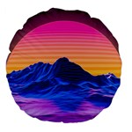 Outrun-vaporwave-hd-wallpaper-preview Large 18  Premium Flano Round Cushions