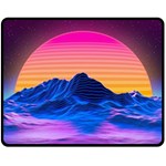 Outrun-vaporwave-hd-wallpaper-preview Double Sided Fleece Blanket (Medium) 