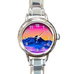 Outrun-vaporwave-hd-wallpaper-preview Round Italian Charm Watch