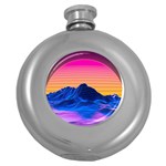 Outrun-vaporwave-hd-wallpaper-preview Round Hip Flask (5 oz)