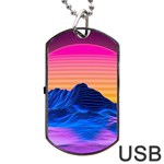 Outrun-vaporwave-hd-wallpaper-preview Dog Tag USB Flash (Two Sides)