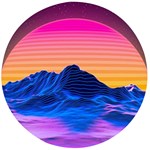 Outrun-vaporwave-hd-wallpaper-preview Wooden Bottle Opener (Round)