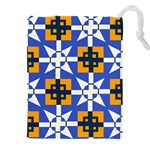 Shapes on a blue background                                                       Drawstring Pouch (5XL)