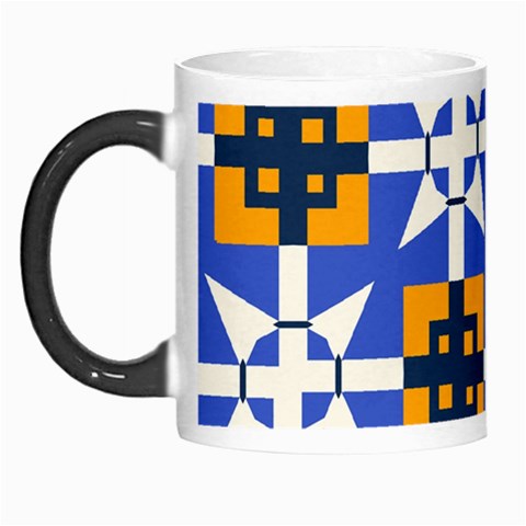 Shapes on a blue background                                                           Morph Mug from ArtsNow.com Left
