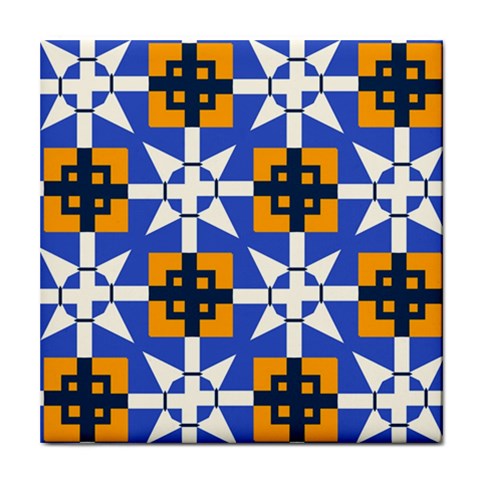 Shapes on a blue background                                                           Tile Coaster from ArtsNow.com Front