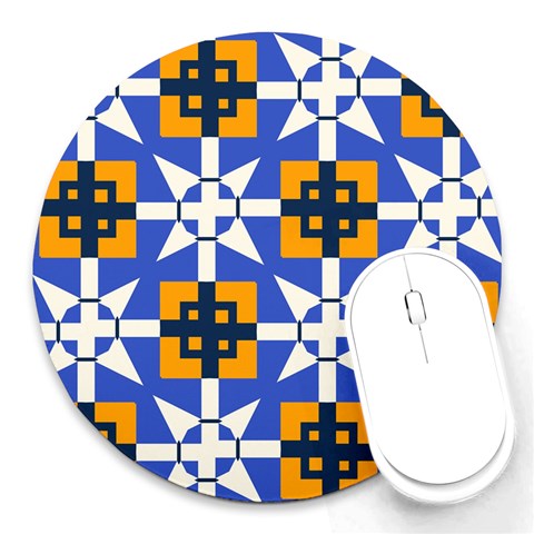 Shapes on a blue background                                                           Round Mousepad from ArtsNow.com Front