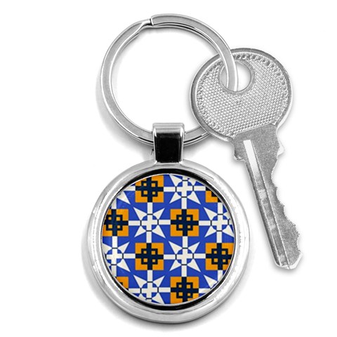 Shapes on a blue background                                                           Key Chain (Round) from ArtsNow.com Front