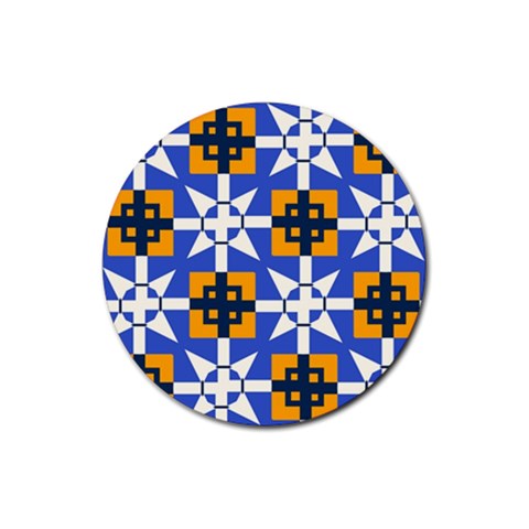 Shapes on a blue background                                                           Rubber Coaster (Round) from ArtsNow.com Front