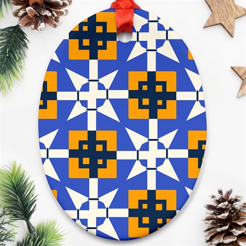 Shapes on a blue background                                                           Ornament (Oval) from ArtsNow.com Front