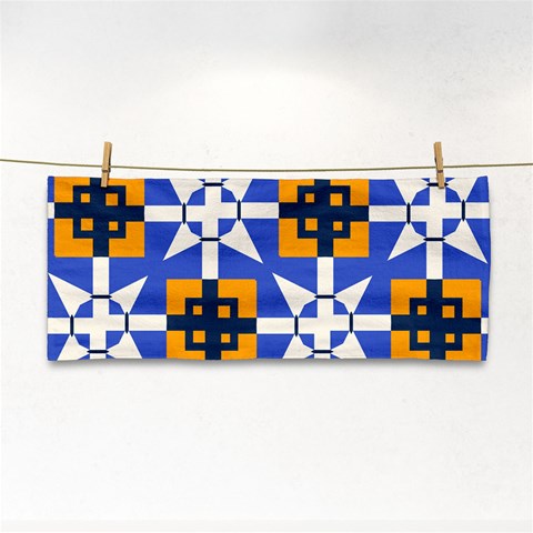 Shapes on a blue background                                                           Hand Towel from ArtsNow.com Front
