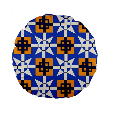Shapes on a blue background                                                          Standard 15  Premium Flano Round Cushion from ArtsNow.com Back