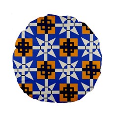 Shapes on a blue background                                                          Standard 15  Premium Flano Round Cushion from ArtsNow.com Back