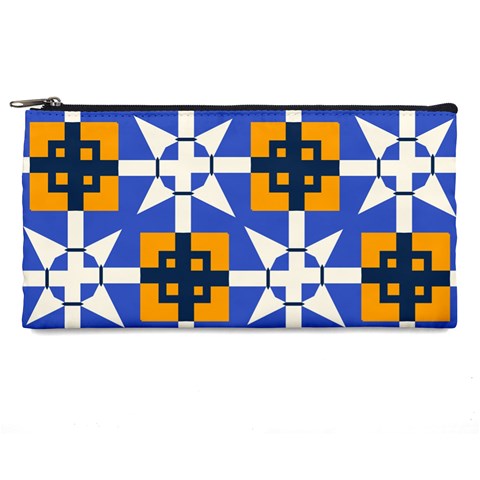 Shapes on a blue background                                                          Pencil Case from ArtsNow.com Front