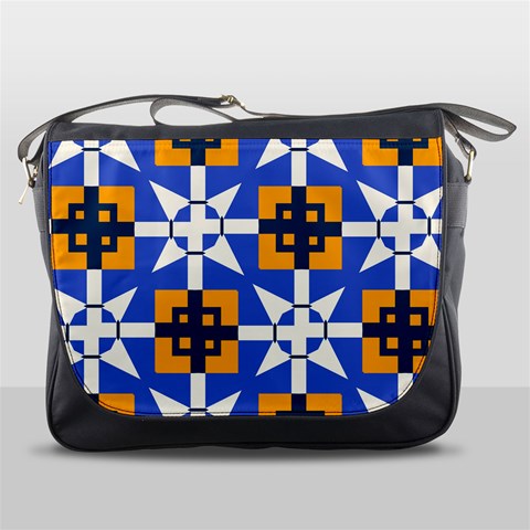 Shapes on a blue background                                                           Messenger Bag from ArtsNow.com Front