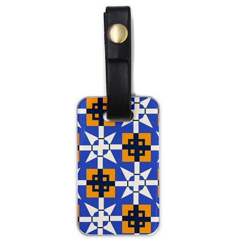 Shapes on a blue background                                                           Luggage Tag (one side) from ArtsNow.com Front