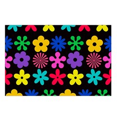 Colorful flowers on a black background pattern                                                         Belt Pouch Bag (Large) from ArtsNow.com Loop