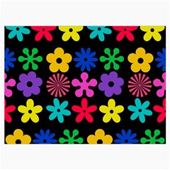 Colorful flowers on a black background pattern                                                         Roll Up Canvas Pencil Holder (M) from ArtsNow.com Front