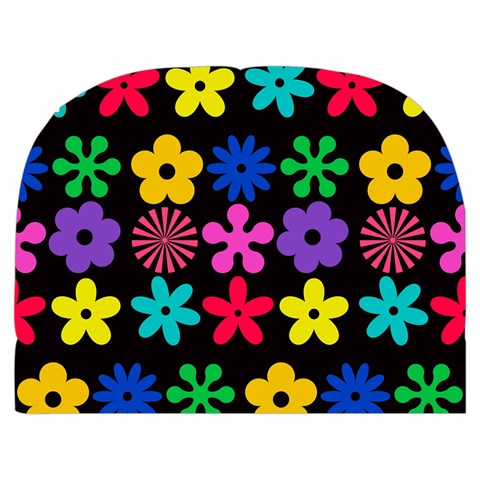 Colorful flowers on a black background pattern                                                       Makeup Case (Medium) from ArtsNow.com Front