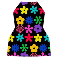 Colorful flowers on a black background pattern  Women s Long Sleeve Raglan Tee from ArtsNow.com Back