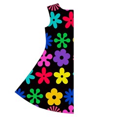 Colorful flowers on a black background pattern                                                                Short Sleeve V Back Left