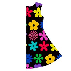 Colorful flowers on a black background pattern                                                                Short Sleeve V Back Right