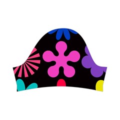 Colorful flowers on a black background pattern                                                                Kids  Short Sleeve Velvet Dress from ArtsNow.com Right Sleeve