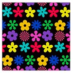 Colorful flowers on a black background pattern                                                            Satin Scarf