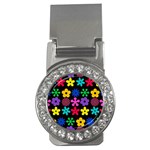 Colorful flowers on a black background pattern                                                            Money Clip (CZ)