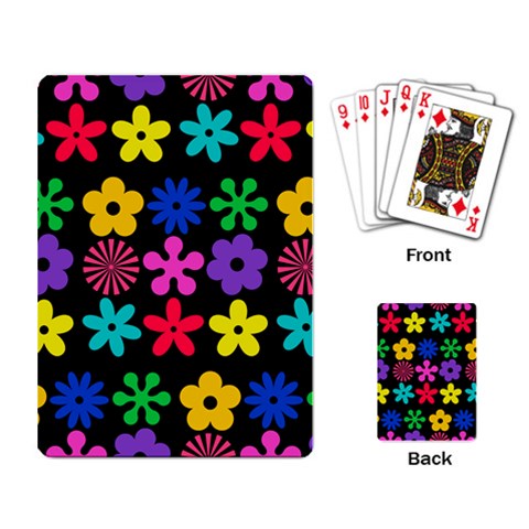 Colorful flowers on a black background pattern                                                            Playing Cards Single Design from ArtsNow.com Back
