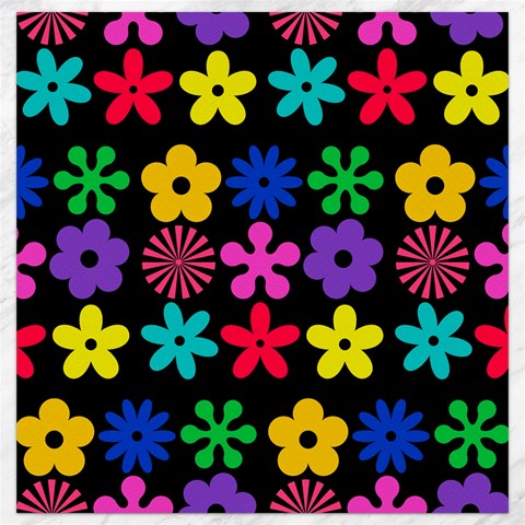 Colorful flowers on a black background pattern                                                            Canvas 12  x 12  from ArtsNow.com 11.4 x11.56  Canvas - 1