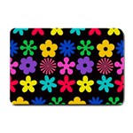 Colorful flowers on a black background pattern                                                            Small Doormat