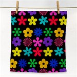 Colorful flowers on a black background pattern                                                            Face Towel