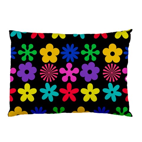 Colorful flowers on a black background pattern                                                            Pillow Case from ArtsNow.com 26.62 x18.9  Pillow Case