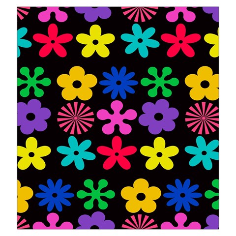 Colorful flowers on a black background pattern                                                            Drawstring Pouch from ArtsNow.com Front