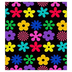 Colorful flowers on a black background pattern                                                            Drawstring Pouch from ArtsNow.com Front