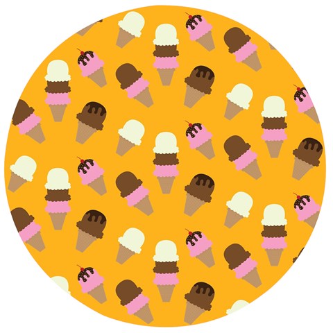 Ice cream on an orange background pattern                                                          Wooden Bottle Opener (Round) from ArtsNow.com Front