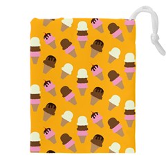 Ice cream on an orange background pattern                                                         Drawstring Pouch (5XL) from ArtsNow.com Front