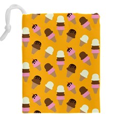 Ice cream on an orange background pattern                                                         Drawstring Pouch (5XL) from ArtsNow.com Back