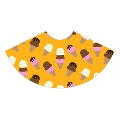Ice cream on an orange background pattern                                                            Midi Sleeveless Dress from ArtsNow.com Skirt Front
