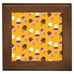 Ice cream on an orange background pattern                                                             Framed Tile