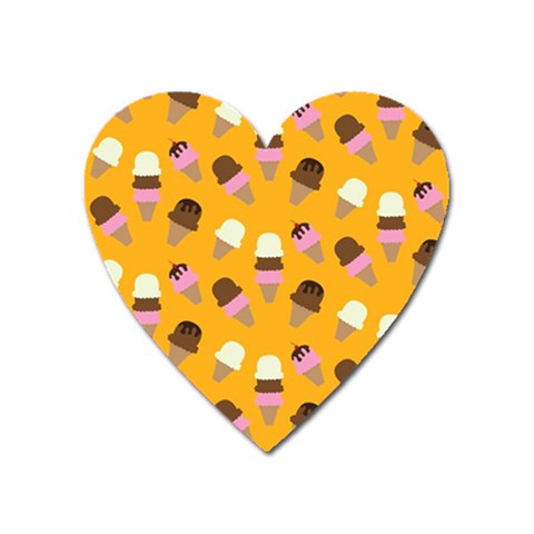 Ice cream on an orange background pattern                                                             Magnet (Heart) from ArtsNow.com Front