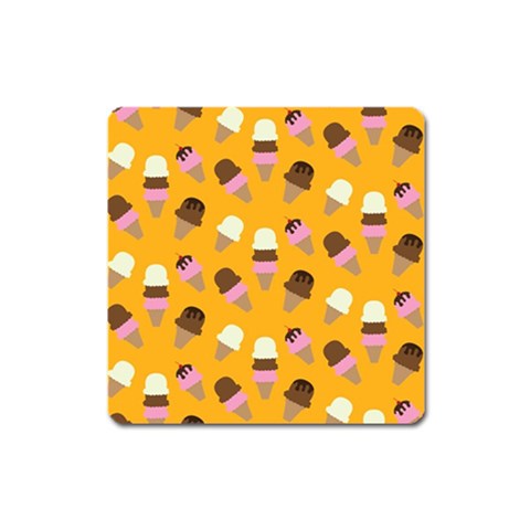 Ice cream on an orange background pattern                                                             Magnet (Square) from ArtsNow.com Front