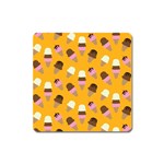 Ice cream on an orange background pattern                                                             Magnet (Square)