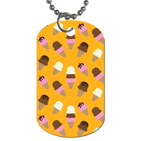 Ice cream on an orange background pattern                                                             Dog Tag (One Side) from ArtsNow.com Front