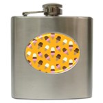 Ice cream on an orange background pattern                                                             Hip Flask (6 oz)
