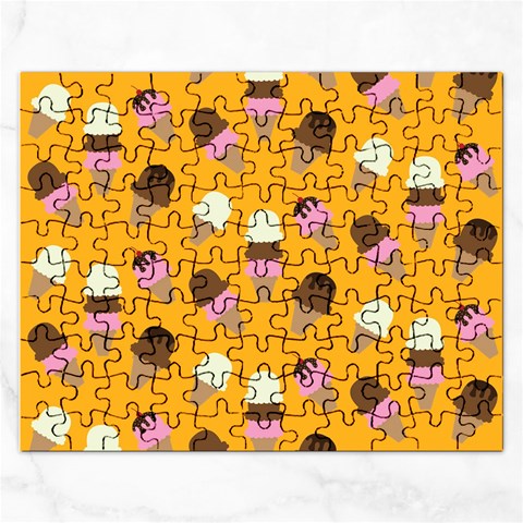 Ice cream on an orange background pattern                                                             Jigsaw Puzzle (Rectangular) from ArtsNow.com Front