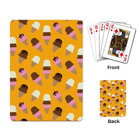 Ice cream on an orange background pattern                                                             Playing Cards Single Design from ArtsNow.com Back