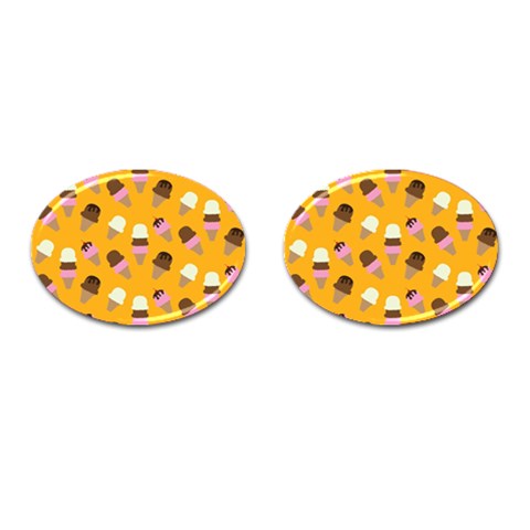Ice cream on an orange background pattern                                                             Cufflinks (Oval) from ArtsNow.com Front(Pair)