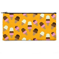 Ice cream on an orange background pattern                                                            Pencil Case from ArtsNow.com Front